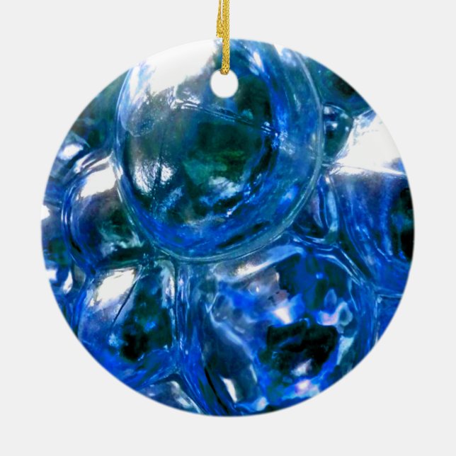 Blauer Bläschen Silver Sound personalisieren Keramik Ornament (Hinten)