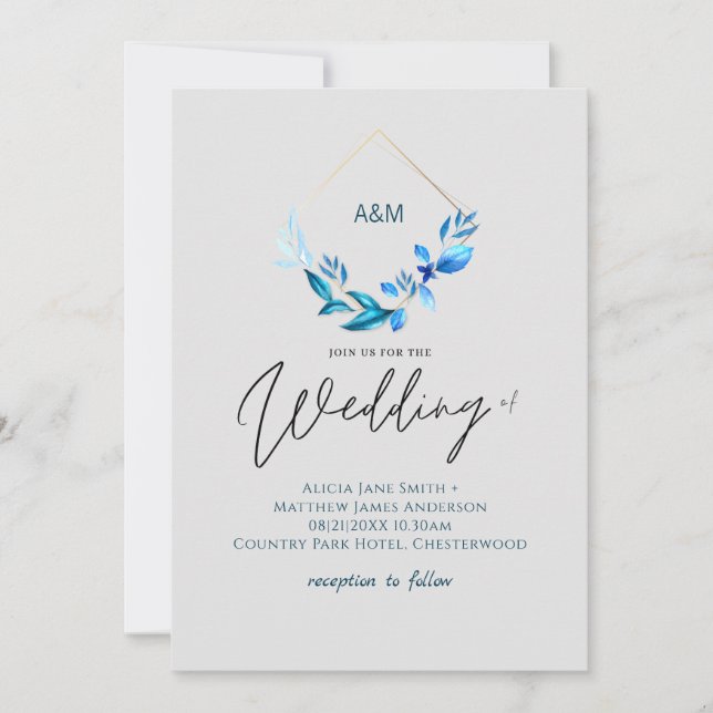 Blauer Blätter Goldgraue Hochzeit (Vorderseite)
