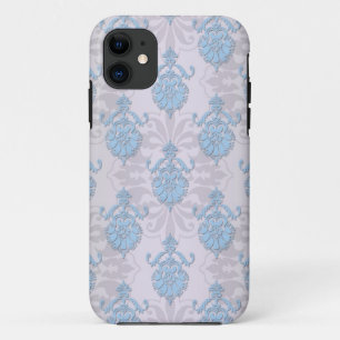 Blauer Blau und silberweißer Damast Case-Mate iPhone Hülle