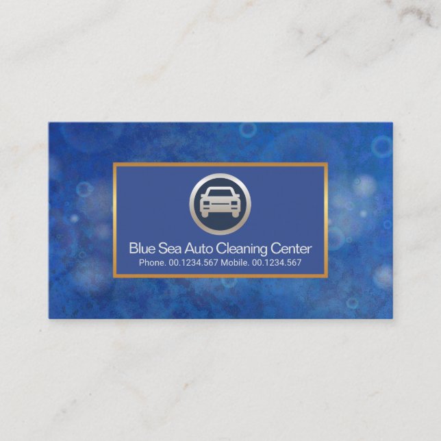 Blauer Blauer Blasen Goldrahmen Auto Wash Visitenkarte (Vorderseite)
