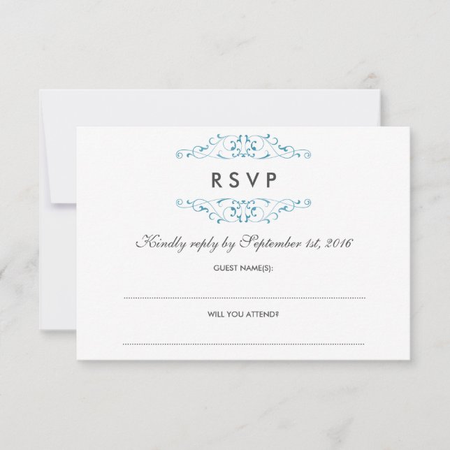 Blauer Blauer Blüh Hochzeit RSVP (Vorderseite)