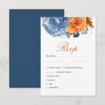 Blauer Blauer Burnt Orange Fall Floral Hochzeit