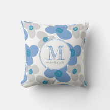 Blauer Blauer Grau Baby Adorable Simple Monogram