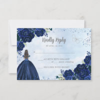 Blauer Blauer Grau Glitzer Princess Quinceañera
