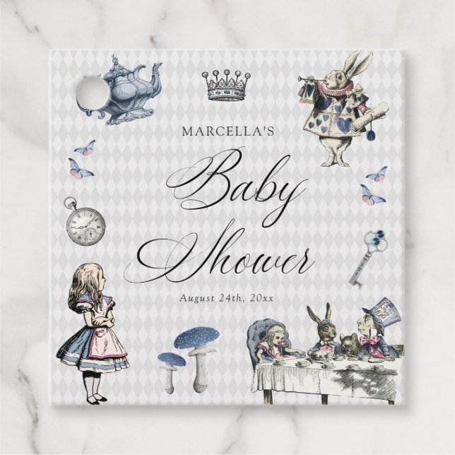 Blauer Blauer und rosa Alice im Wunderland Kinderd Geschenkanhänger (Vorderseite)