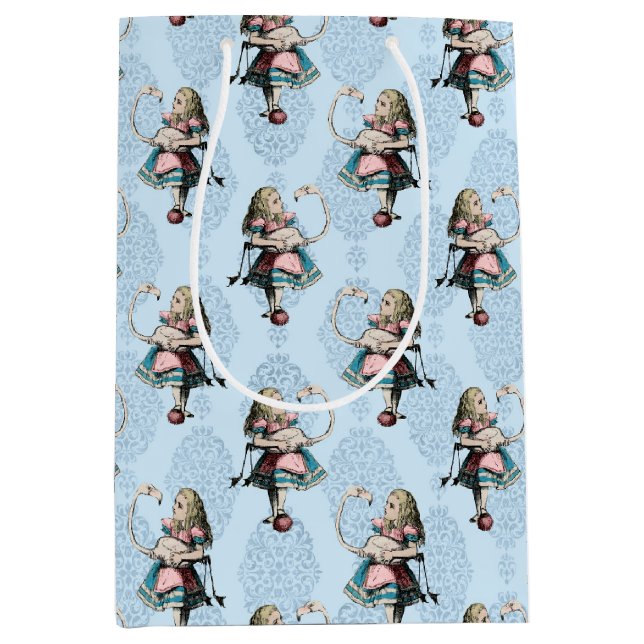 Blauer Blauer und rosa Alice im Wunderland Kinderd Mittlere Geschenktüte (Vorderseite)