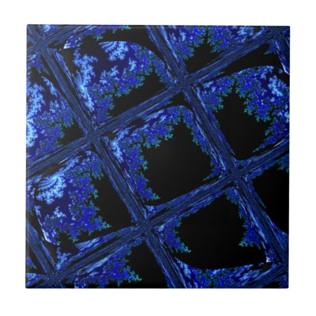 Blauer Blockentwurf Fliese (Vorderseite)