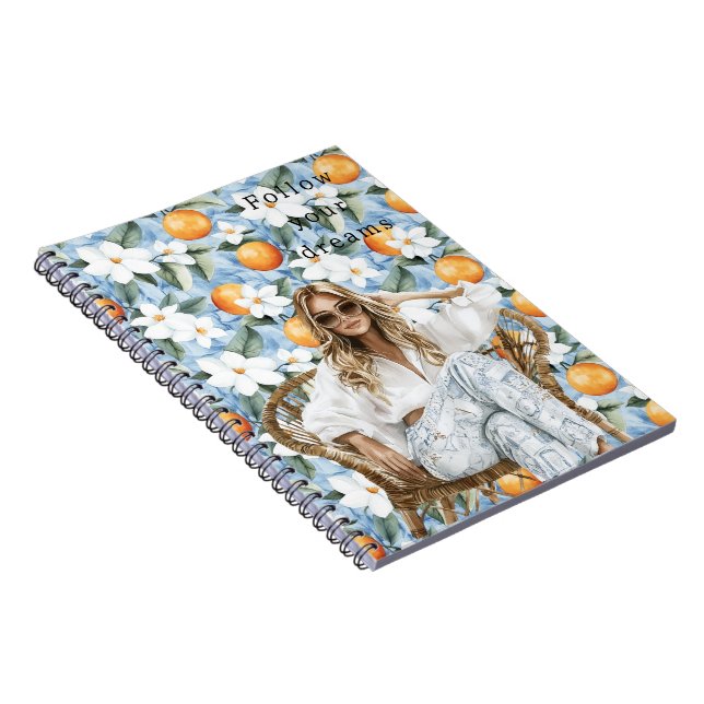 Blauer Blond Girl Notizblock (Rechte Seite)