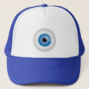 Blauer Bloodshot Augapfel-Hut Truckerkappe