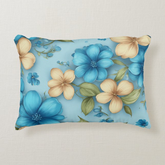 Blauer Blossom Akzent Pillow Dekokissen (Vorderseite)