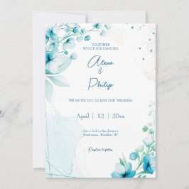 Blauer Blossom & Breeze Hochzeit Einladung