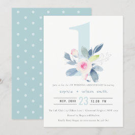 BLAUER BLUE BLUME 1. JAHRESJAHR EINLADUNG