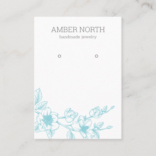 Blauer Blume Blossom Earring Display Card Visitenkarte (Vorderseite)