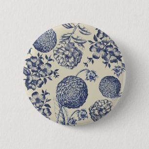 Blauer Blume Blumen Button