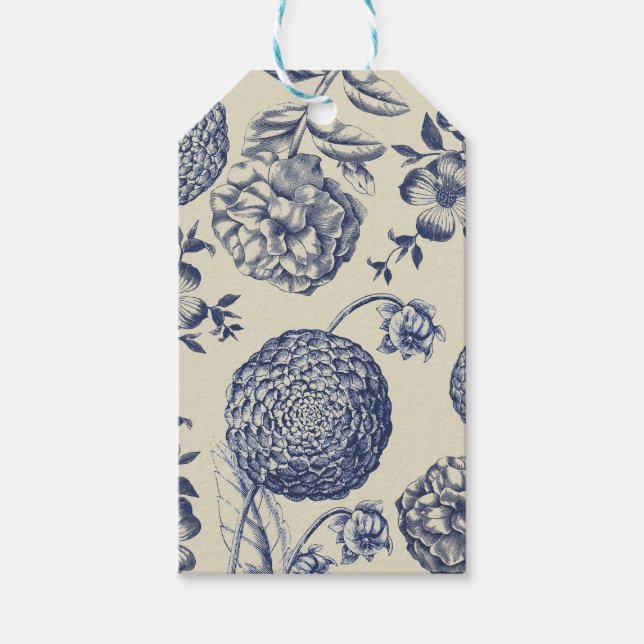 Blauer Blume Blumen Geschenkanhänger (Vorderseite)