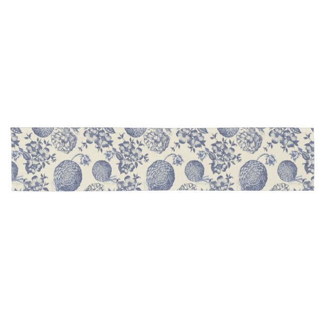Blauer Blume Blumen Kurzer Tischläufer (Horizontal)