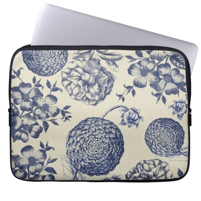 Blauer Blume Blumen Laptopschutzhülle (Vorderseite)