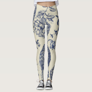 Blauer Blume Blumen Leggings