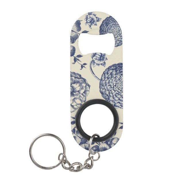 Blauer Blume Blumen Mini Flaschenöffner (Vorderseite)