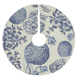 Blauer Blume Blumen Polyester Weihnachtsbaumdecke