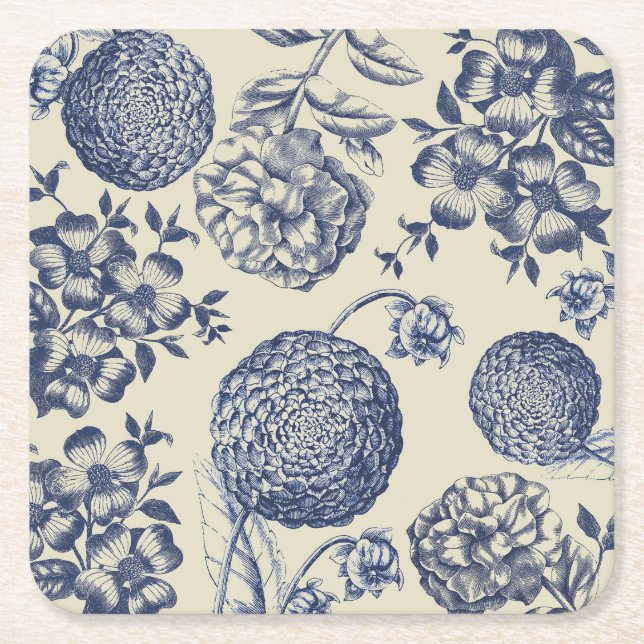 Blauer Blume Blumen Rechteckiger Pappuntersetzer (Vorderseite)