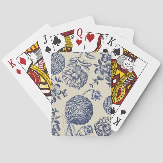 Blauer Blume Blumen Spielkarten (Rückseite)