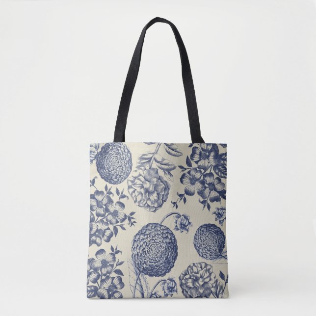 Blauer Blume Blumen Tasche (Vorderseite)