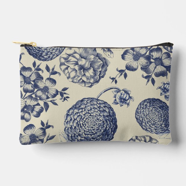 Blauer Blume Blumen Zubehörtasche (Vorderseite)