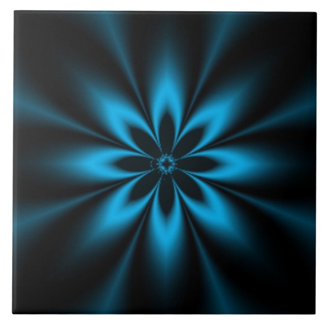 Blauer Blume Burst Fliese (Vorderseite)