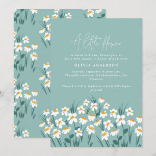 Blauer Blumen elegante Babydusche Einladung