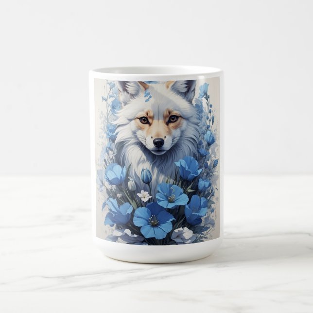 Blauer Blumen-Fuchs-Becher - Wasserfarben-Fuchs-Ka Kaffeetasse (Mittel)