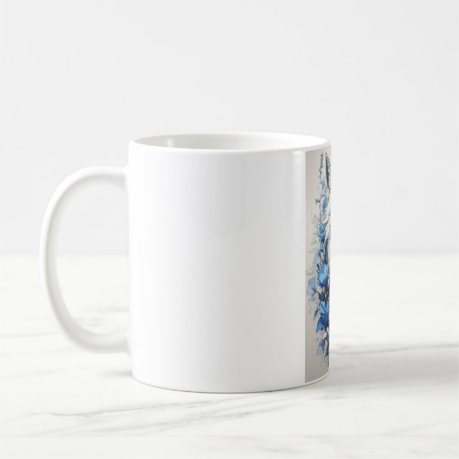 Blauer Blumen-Fuchs-Becher - Wasserfarben-Fuchs-Ka Kaffeetasse (Links)