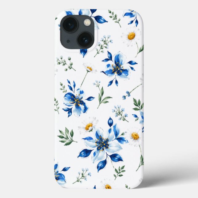 Blauer Blumen-Handyhülle . Case-Mate iPhone Hülle (Rückseite)