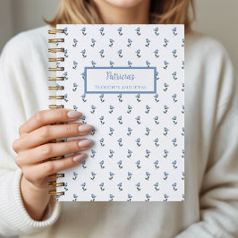 Blauer Blumen Personalisiertes Tagebuch Notizbuch