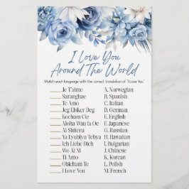 Blauer Blumen rund um das World Brautparty Game Briefpapier