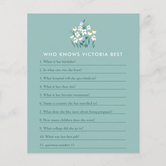 Blauer Blumen schönes Baby Duschspiel Flyer (Vorne)