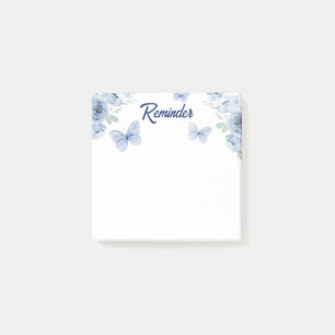 Blauer Blumen-Wasserfarben-Schmetterling Erinnerun Post-it Klebezettel