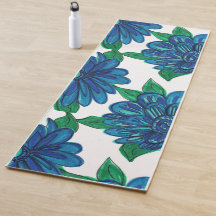 Blauer Blumen Yoga Mat