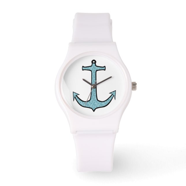 Blauer Blumenanker Armbanduhr (Vorderseite)