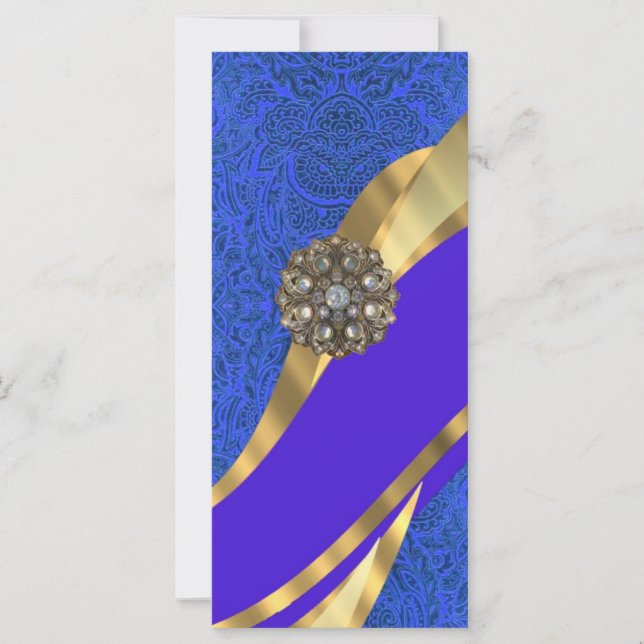Blauer Blumendamast und Goldband (Vorderseite)