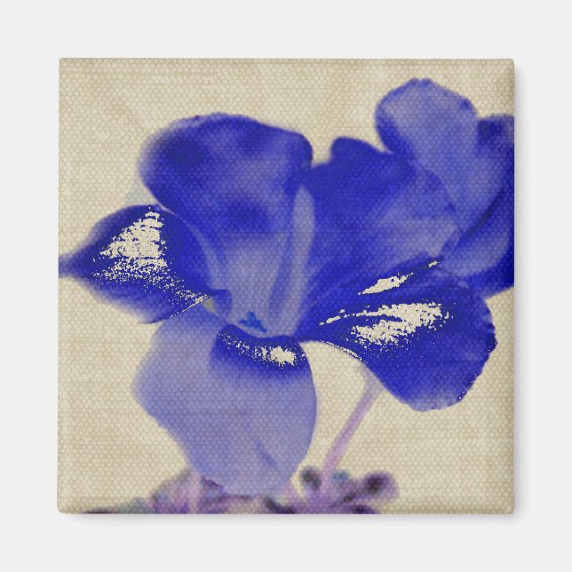 Blauer Blumendigital-Kunst-Magnet Magnet (Vorne)