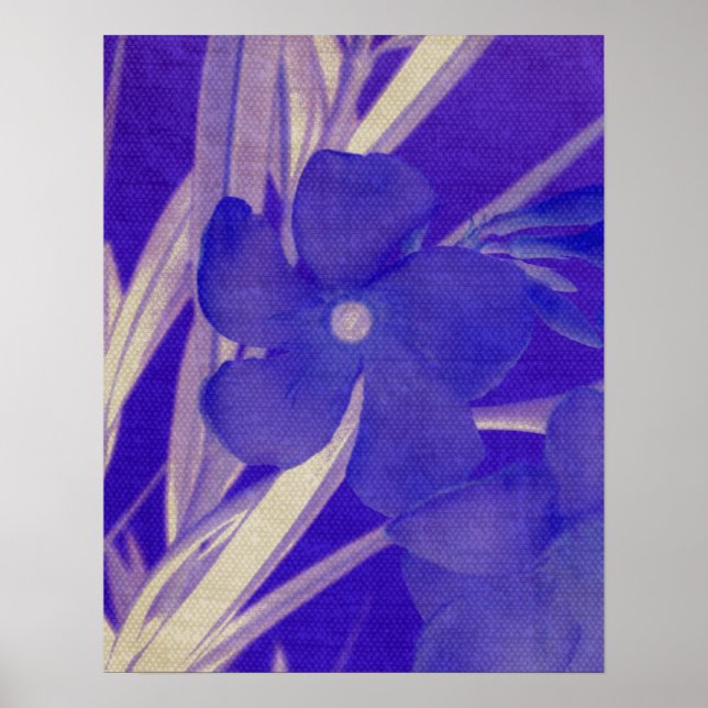 Blauer Blumendruck Poster (Vorne)