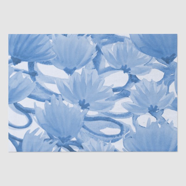 Blauer Blumenentwurf Seidenpapier (Vorderseite)