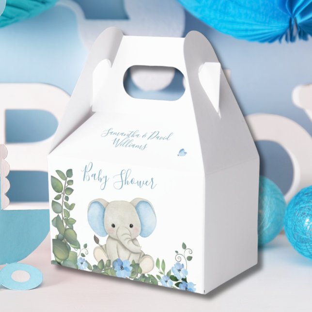 Blauer Blumengarten Elephant Babydusche Geschenkschachtel (Von Creator hochgeladen)