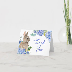 Blauer Blumengarten Osterhasen Dankeschön Karte