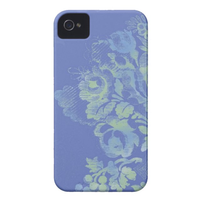 Blauer BlumeniPhone 4/4S Kasten Case-Mate iPhone Hülle (Rückseite)
