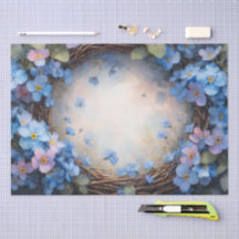 Blauer Blumenkranz Aquarell
