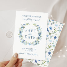 Blauer Blumenkranz Save the Date