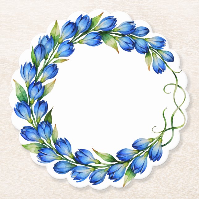 Blauer Blumenkranz-Untersetzer Untersetzer (Vorderseite)