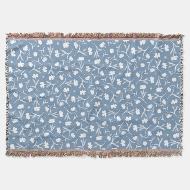 Blauer Blumenmuster Blau Grau Weiße Freiheit Elega Decke (Vorderseite)